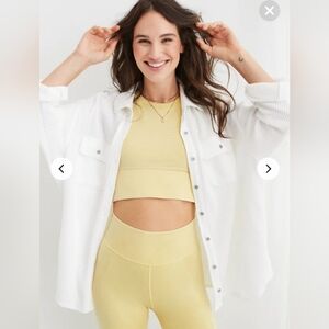 Aerie Lumbar Jane Waffle Shirt, in white.